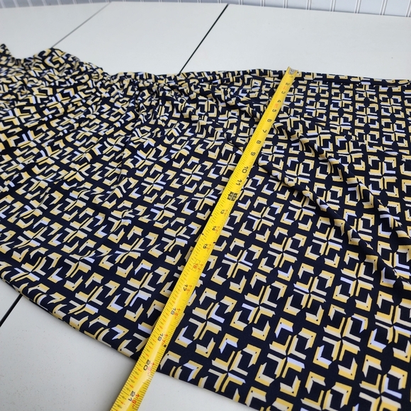 Ralph Lauren Women Dress Stretch Navy Yellow White Cap Sleeve Pleated Sheath 10 - Picture 11 of 15